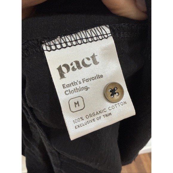 Pact Tiered Tank Midi Dress M Black Organic Cotton Lagenlook Sustainable Henley - Picture 7 of 7